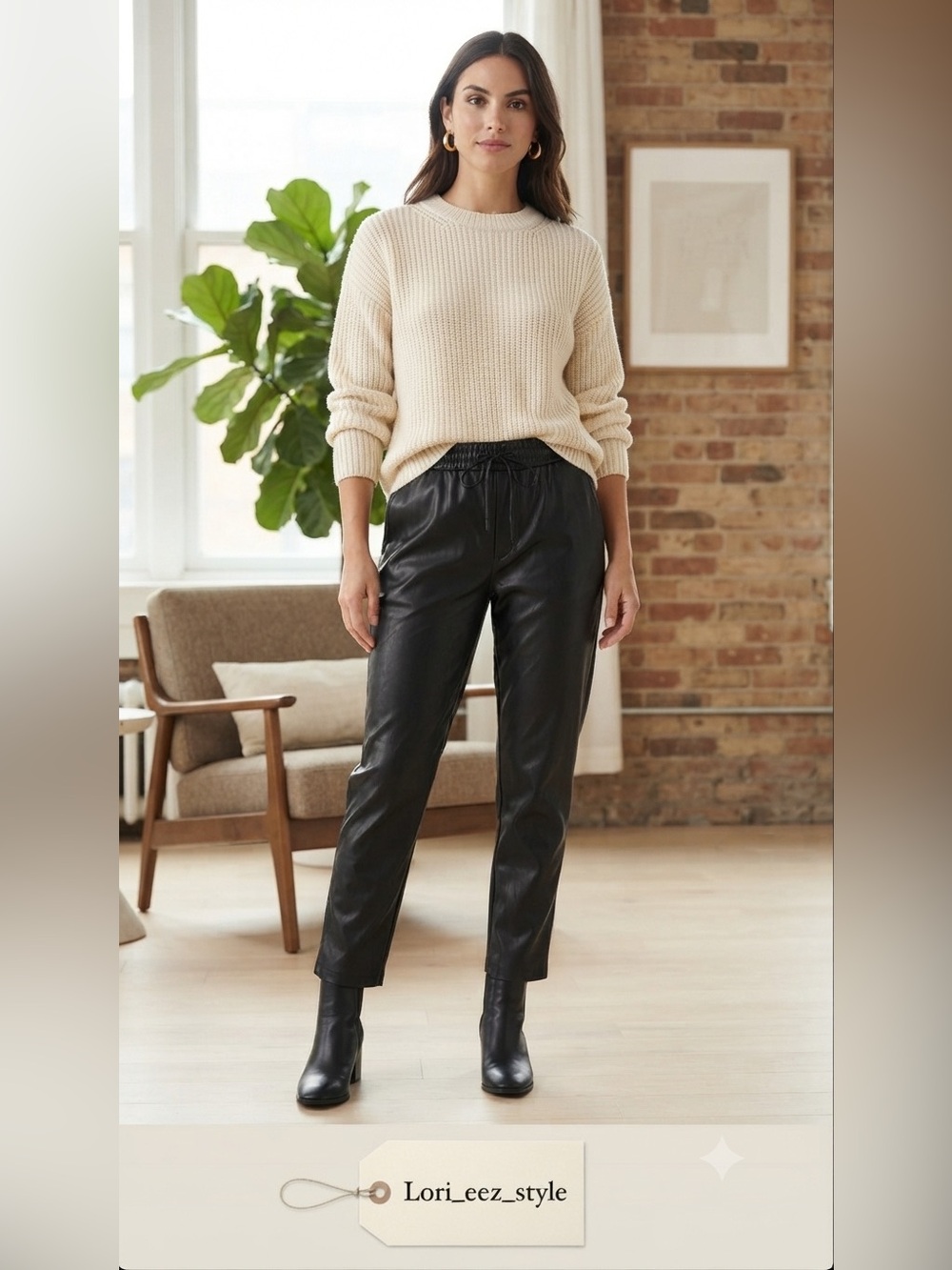 Zara Black Leather-Look Ankle Pants